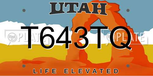 T643TQ Utah License Plate