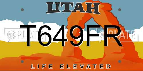 T649FR Utah License Plate