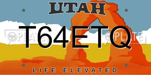 T64ETQ Utah License Plate