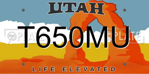 T650MU Utah License Plate