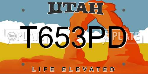 T653PD Utah License Plate