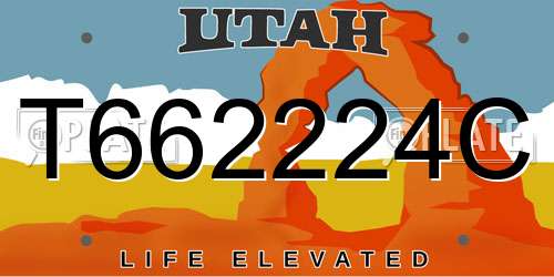 T662224C Utah License Plate