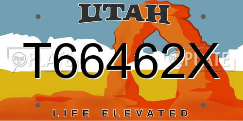 T66462X Utah License Plate