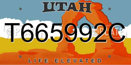 T665992C Utah License Plate