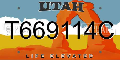 T669114C Utah License Plate