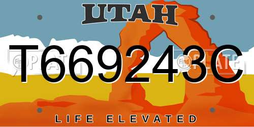 T669243C Utah License Plate
