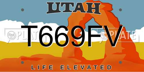 T669FV Utah License Plate
