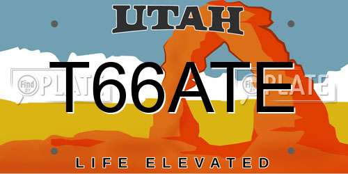 T66ATE Utah License Plate