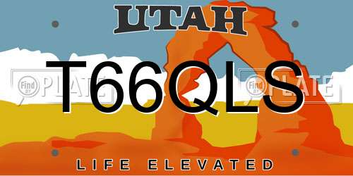 T66QLS Utah License Plate