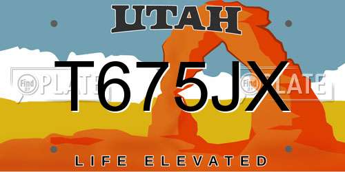 T675JX Utah License Plate