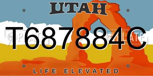 T687884C Utah License Plate