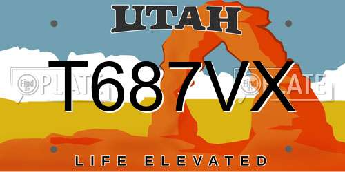 T687VX Utah License Plate