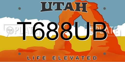 T688UB Utah License Plate