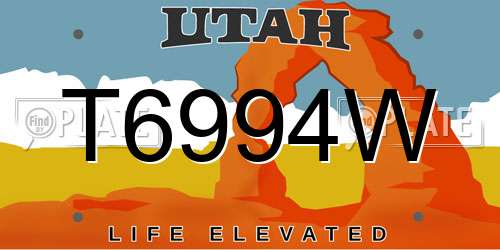 T6994W Utah License Plate