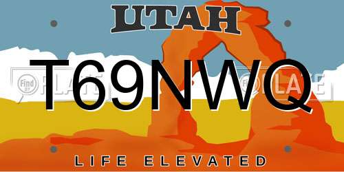 T69NWQ Utah License Plate