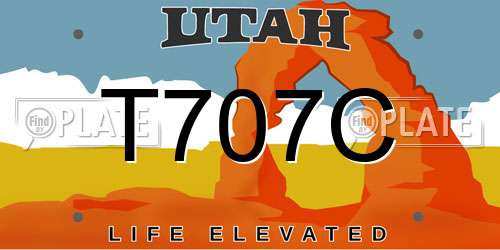 T707C Utah License Plate