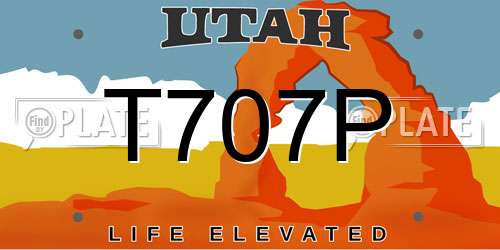 T707P Utah License Plate