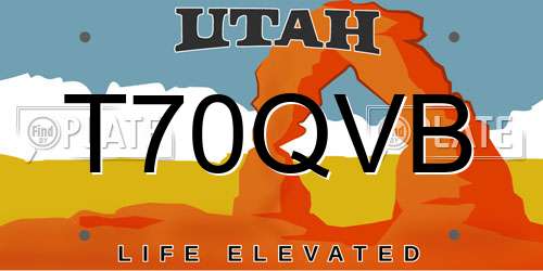 T70QVB Utah License Plate
