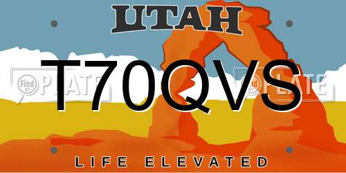 T70QVS Utah License Plate