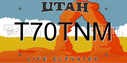 T70TNM Utah License Plate