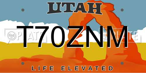 T70ZNM Utah License Plate