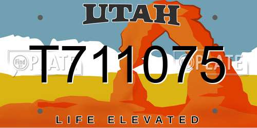T711075 Utah License Plate