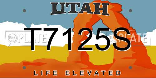 T7125S Utah License Plate