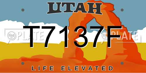 T7137F Utah License Plate