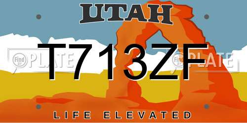 T713ZF Utah License Plate