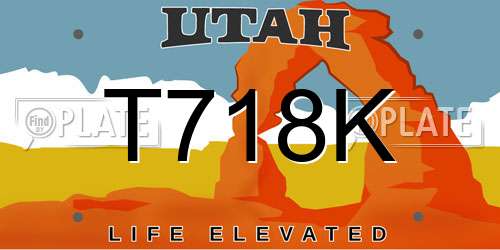 T718K Utah License Plate