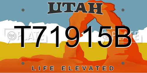T71915B Utah License Plate