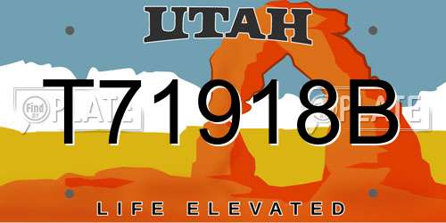 T71918B Utah License Plate