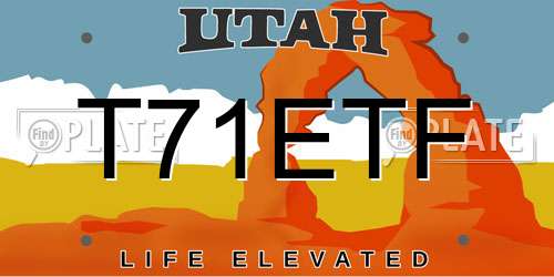 T71ETF Utah License Plate
