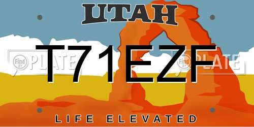 T71EZF Utah License Plate