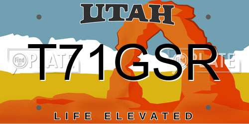 T71GSR Utah License Plate