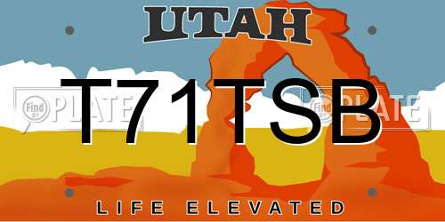 T71TSB Utah License Plate