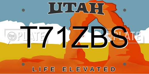 T71ZBS Utah License Plate