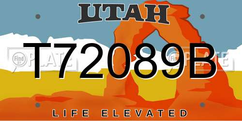 T72089B Utah License Plate