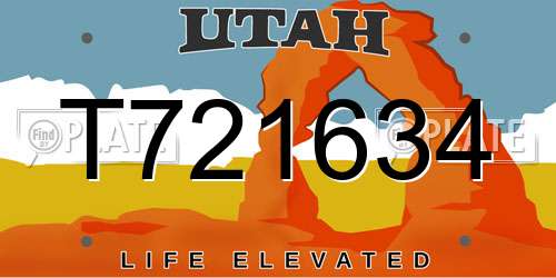 T721634 Utah License Plate