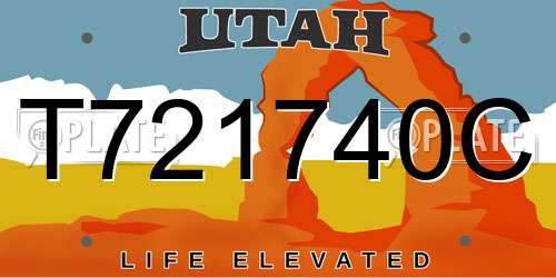 T721740C Utah License Plate