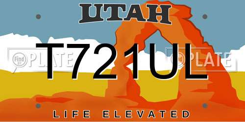 T721UL Utah License Plate