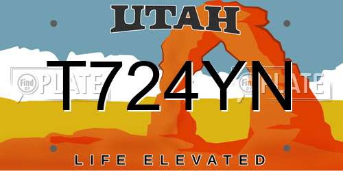 T724YN Utah License Plate