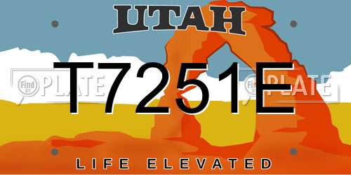 T7251E Utah License Plate