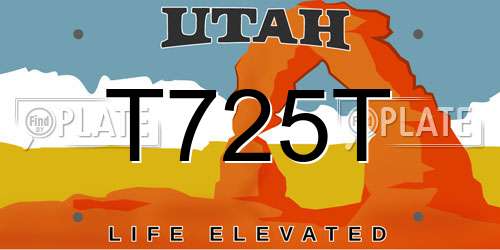 T725T Utah License Plate