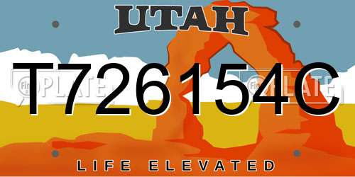 T726154C Utah License Plate