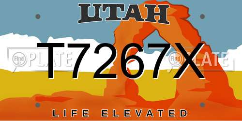 T7267X Utah License Plate