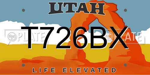 T726BX Utah License Plate
