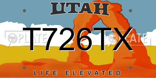 T726TX Utah License Plate