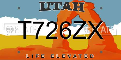 T726ZX Utah License Plate