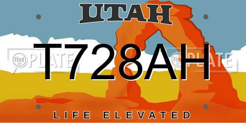T728AH Utah License Plate